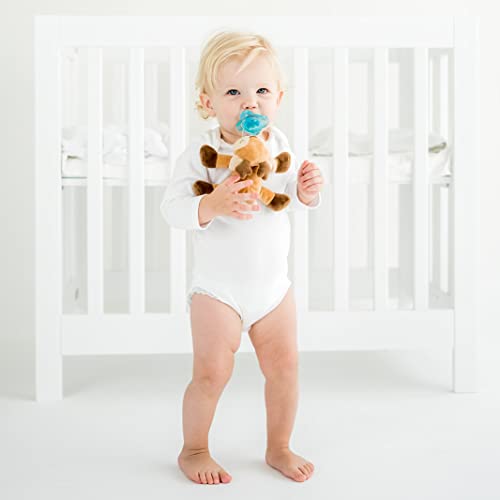 Image of Queebi PaciBuddy Deer Pacifier Holder - Plush Toy with Detachable Pacifier & Universal Adapter, Gender Neutral Baby Gift for 0+ Months - Infant Plush Baby Toy, Versatile Baby Essentials, Binky