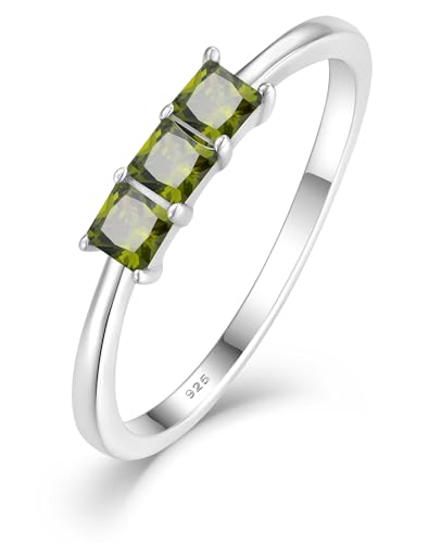 YL Square Cushion Princess Cut Promise Ring for Women, Solid 925 Sterling Silver 18K White Gold Plated Rectangular Birthstone Stacking Wedding Jewelry