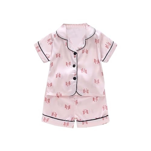 Baby Girls Boys Silk 𝐏ajamas Set Cute Dog Print Short Sleeve Button Down Shirts Tops and Shorts Infant Satin 𝐏js Loung𝐞