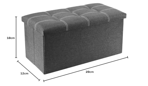 Image of JUGTE Ottoman with Storage Folding Storage Ottoman, Long Shoes Sofa Bench, clothes organizer Fabric Linen Multi-Purpose Storage Box for Living Room, Entryway & Footrest clothes organizer 76X38X38 Grey