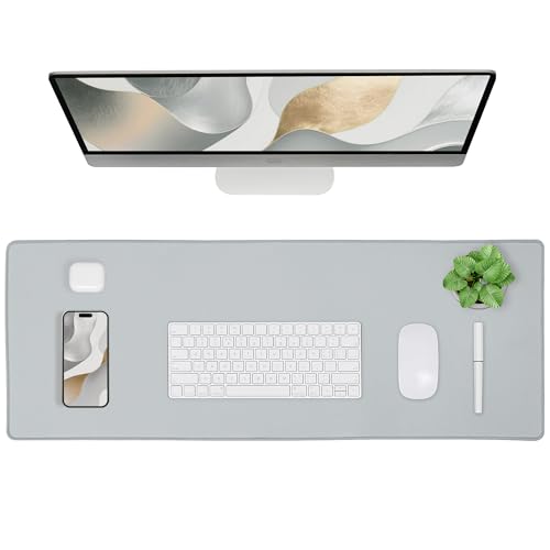 ALOANES Waterproof Mouse Pad with Durable Stitched Edge, Large Gaming Keyboard Pad, Non-Slip Rubber Base Mouse Mat, Extended Desk pad for Gamer, Office & Home, Gray Mousepad 27.6"x11.8"x0.12"