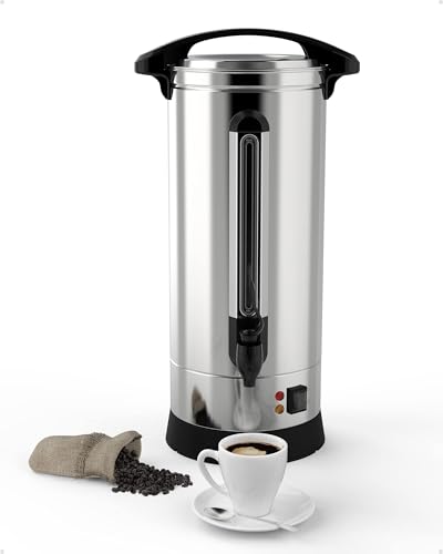 SunnyFurn Coffee Urn 110 Cup, 16L/4.2 Gallon Double Wall Commercial Coffee Maker for Buffets, Catering, Party Buffet Wedding,Large Capacity Hot Coffee Dispenser,Stainless Steel Hot Water Urn