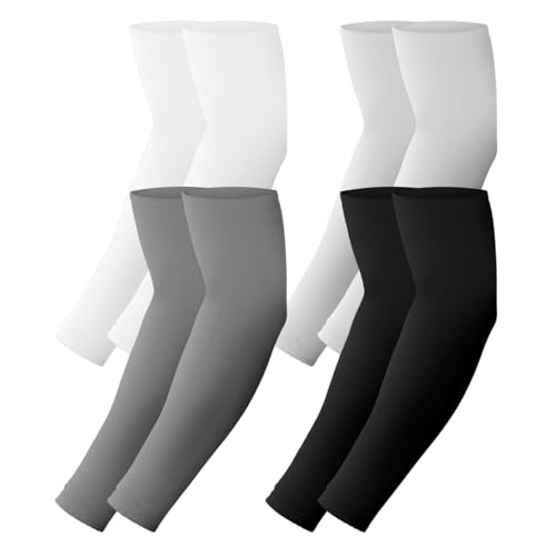 CIATBYYJ 4Pairs Arm Sleeves, Thinly UV Sun Protection Cooling Arm Compression Sleeves for Men, Outdoor Sport Breathable Elastic Ice Sleeve Basketball Arm Sleeves for Adult