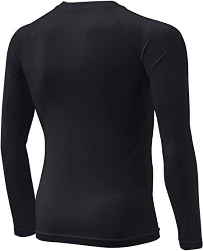 Tsla Kid's & Boy's Cool Dry Long Sleeve Compression Shirts, Athletic Workout Shirt, Sports Base Layer T-Shirt, Long Sleeve Top Black, 8 #TOP7