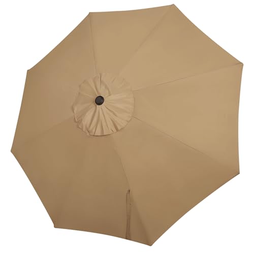 Blissun 9ft Patio Umbrella Replacement Canopy Market Umbrella Top Outdoor Table Umbrella Canopy for 8 Ribs Canopy Only (Tan)