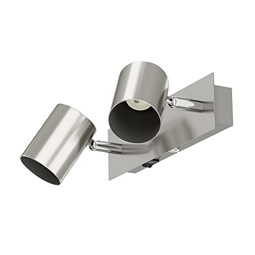 ledscom.de Applique murale WAIKA, 2 flammes, interrupteur, inox mat, carrée, 2x GU10 max. 60W