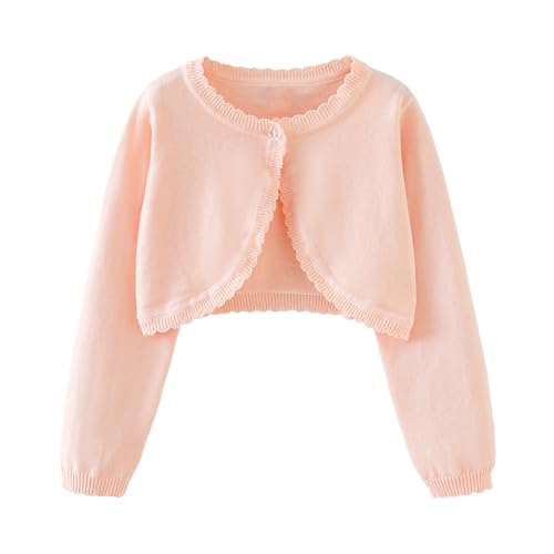 Image of Miipat Toddler Girls Cardigan Long Sleeve Bolero Shrug Kids Knit Sweater Cover Up Button Closure Cropped Tops