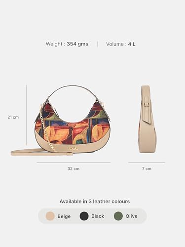 Image of ZOUK Women's Vanya Baguette | Crossbody Vegan Leather Sling Bag | Detachable Strap