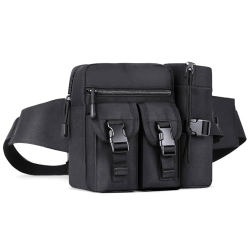 flintronic Tactical Waist Bags, Waist Pack with Bottle Holder, Hiking Waist Pack, Multifunctional Bum Bag, for Running Travel Cycling Outdoor Sport Camping