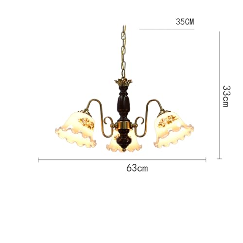 Suspension vintage dorée style campagnard chic à 6 ampoules