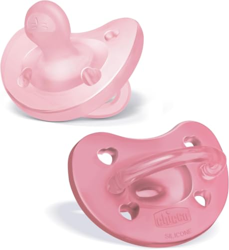 Image of Chicco PhysioForma Orthodontic Pacifier for Babies 6-16 Months, 100% Soft Silicone, BPA Free & Breathing Support, with Sterilizing Case, Pink, 2 Count (Pack of 6)