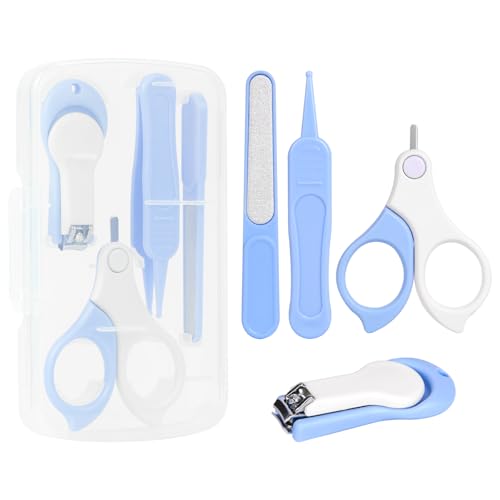 Vicloon Baby Nail Kit 4-in-1 Baby Nail Care Set Baby Nail Care Tool Baby Nail Care Set Manicure Set Includes Baby Scissors Nail Clippers Baby Nail File and Tweezer for Newborn Infant Toddler