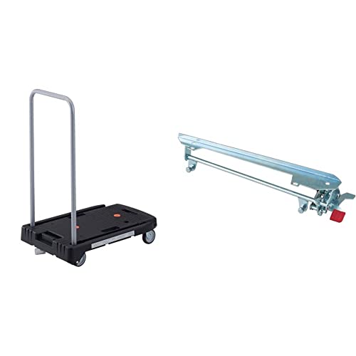 TRUSCO(トラスコ) こまわり君 省音G車輪 600×390 ブラック 樹脂S付 MP-6039N2-BK-JS 台車 折りたたみ 軽量 静か 静音 & (トラスコ) 小型樹脂台車 こまわり君用ブレーキ Weego兼用 MP6039NFB【セット買い】