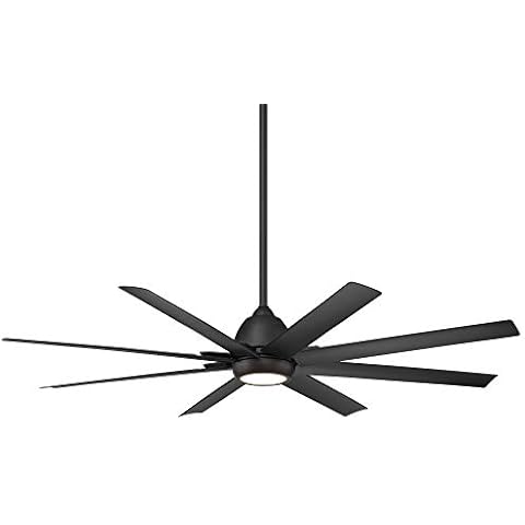 Mocha XL Indoor and Outdoor 8-Blade Smart Compatible Ceiling Fan 66in Matte Black with 3000K LED Light Kit and Remote Control Cover