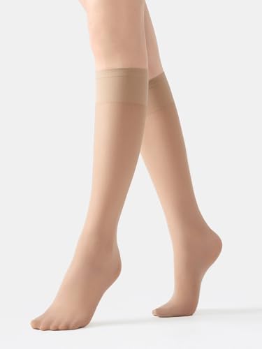 Image of MOOCHI Women's Sheer Knee High Stockings 6 Pairs 20 Denier Nylon Socks