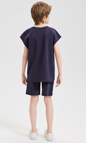 Image of DANI CHINS Boys Loose Athletic Shirt and Shorts Set Kid Outfit with Pockets