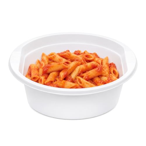 VIRSUS Scodelle Riutilizzabili Bianche 451, Capacità 800cc, Diametro 17cm e Altezza 4,8cm, Ciotole Rigide per cani 100% Riciclabile, Ciotola Fonda per Cibi Caldi e Freddi (50)