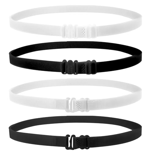 4 Pcs Adjustable Band For Crop Tops,Women Elastic Stretch Belt,Shirt Tuck Band For Women,Crop Band For Tucking Shirts,Shirt Cropping Band(Black, White) - Main Image