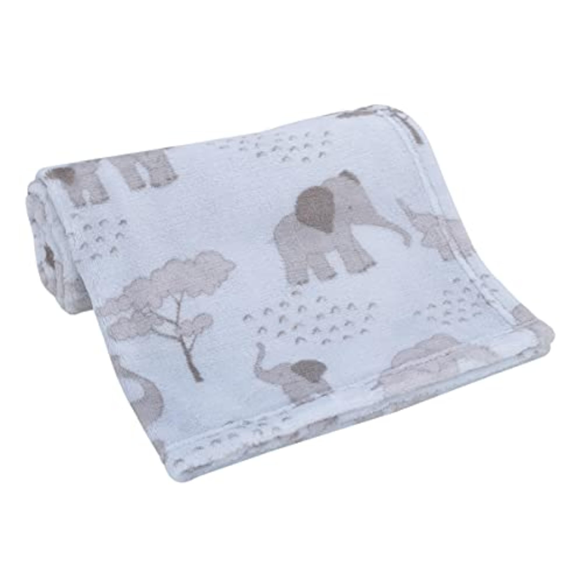 Super Soft Elephant Plush Baby Blanket, Aqua and Grey