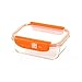 MASTRAD - Boîte de Conservation Alimentaire - Connectée Stor'Eat - Verre Borosilicate Résistant - Compatible Micro-Ondes, Réfrigérateur, Congélateur Et Lave-Vaisselle - 640 Ml - Orange - Sans BPA