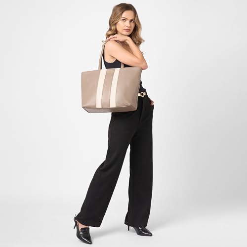 Image of Caprese Evelyn 15.6-Inch Laptop Compatible Large Tote Bag for Women | Stylish, Durable, and Spacious with Multiple Compartments, Back Zipper Pocket for Work, Travel, and Everyday Use