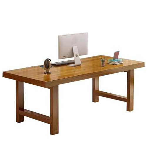 Solid Wood Rectangular Computer Desk Simple Living Room Coffee Table Simple Home Study Desk Suitable for Living Room Office School(Yellowish Brown,80 * 60 * 75cm)