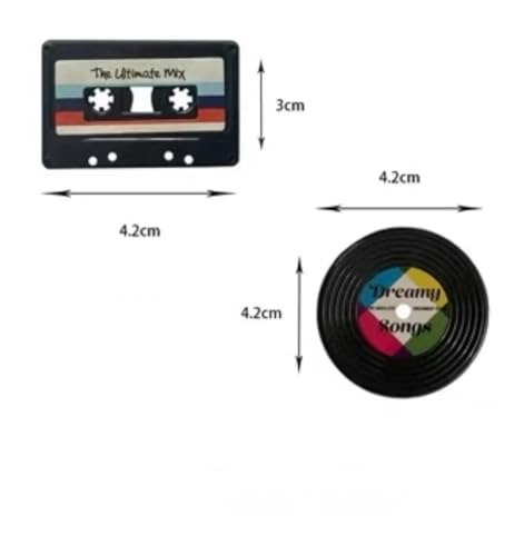 Set 8 imanes decorativos retro vinilo y cassette miniatura 2