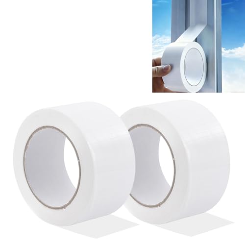 Moling 2 Piezas Burletes para Ventanas,Puerta Corredera,5cm x 20m,Aislante Termico Autoadhesivo,Impermeable Cinta Selladora Bañera Ducha,Cinta de Tejido (Blanco)