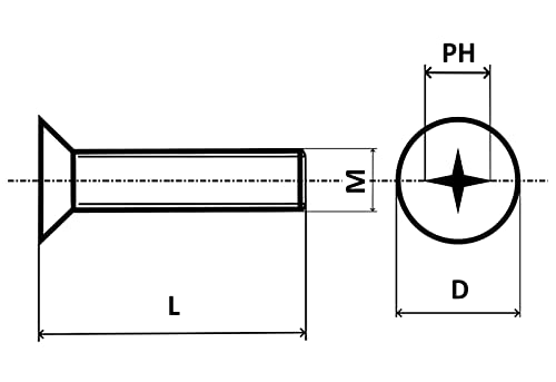 AERZETIX - C59669 - Satz von 10 Metallschrauben M4x80 mm mit senkkopf PH2 - DIN 965 - aus kohlenstoffstahl - härte 4.8 - verzinktes finish - zur befestigung von schraubendreherschrauben