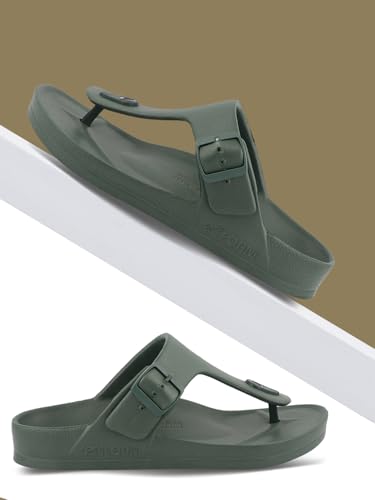 Image of Men's Lightweight Comfort Slides Single Buckle Slip-on Adjustable EVA Orthopedic Flat Slippers.