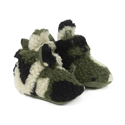Image of Robeez Baby Girls and Boys Crib Fleece Sherpa Snap Booties with Slip-Resistant Soles for Infant and Toddler, 0-18 Months