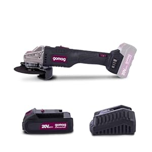 Gomag Akku-Winkelschleifer GO-WS125 20V | Trennscheibe 125 mm | Softstart | 6-stufen Drehzahleinstellung | 3-Positionen-Frontgriff | inkl. 2Ah Akku & 2, 4A Ladegerät