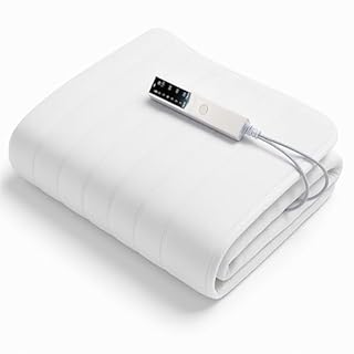 Coprimaterasso Elettrico Scaldaletto Made in Italy, Lavabile, Anallergico, 6 Temperature, 4 Timer, Lato Comando Personalizzabile, Sicuro e Confortevole (WHITE, 150X98)