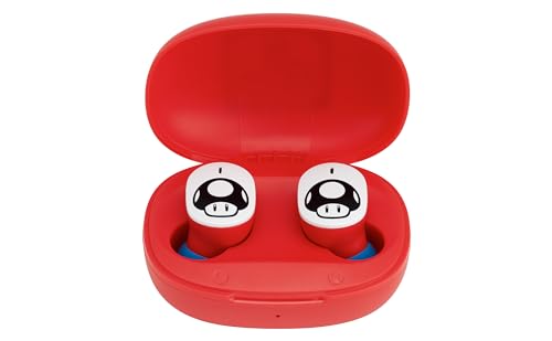 eKids Super Mario Wireless Earbuds with Microphone, Bluetooth Earbuds with Charging Case (Mario)