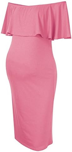 Women's Maternity Dress Off Shoulder Casual Maxi Dress