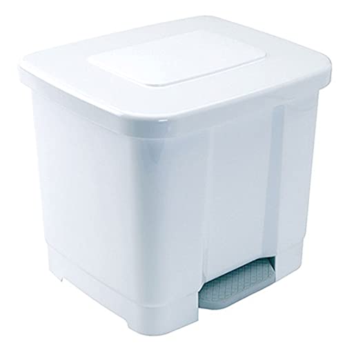Cubo de Basura Reciclaje Pedal 35litro de plástico 43 x 38 x 38 cm ,Contenedor basura 2 Divisiones Interiores multicolores (Blanco 35 litro)