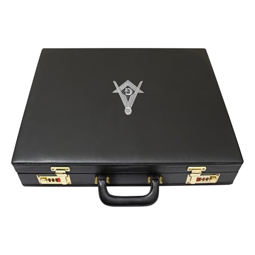 Premium Masonic Apron MM/WM Briefcase Square Compass G Silver Emblem – Freemason Regalia Hard Case & Leather Bags