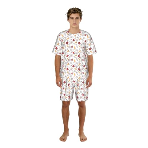 Pyjama à manches courtes homme chic motif marin en maille souple haut de gamme