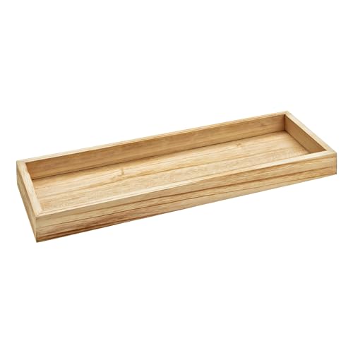Holz Deko Schale eckig - 40 x 14 cm - Natur Kerzentablett mit Rand -...