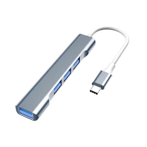 Greabuy Adaptador USB C 4 en 1, adaptador USB C/USB, estación de acoplamiento con 3 puertos USB 2.0 + 1 adaptador USB 3.0 para portátiles