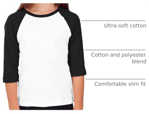 Image of Hat and Beyond Kids Raglan Jersey Child Toddler Youth Uniforms 3 /4 Sleeves T Shirts