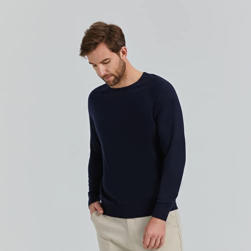 GreenMount Men’s Raglan Long Sleeve 100% Worsted Cashmere Crewneck Sweater for All Seasons3