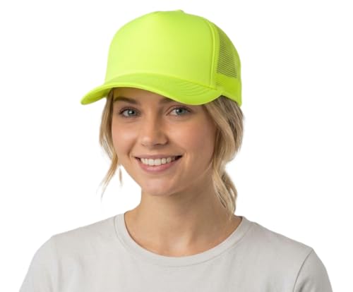 Image of NYFASHION101 Plain Mesh Trucker Hat - Breathable 6-Panel Daily Snapback Cap, Customizable Ideal for DIY Embroidery & Patches