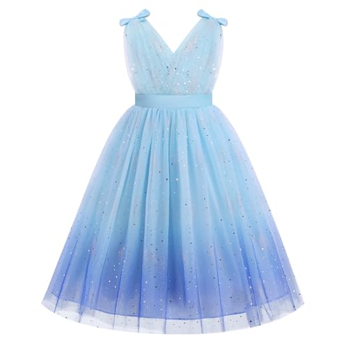 IMEKIS Flower Girls Dress Rainbow Sparkly Tulle Formal Wedding Party Graduation Prom Ball Gown 3-10T