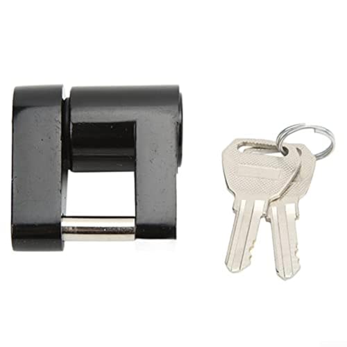 Allthingstore Serratura per gancio di traino con 2 chiavi, struttura in lega di zinco, per camper, camion, camper, protezione antifurto, 2,2 x 8,2 x 5,7 cm, nero (è nero)
