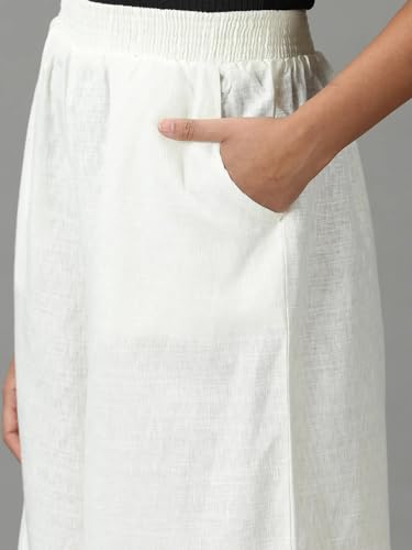 Image of SHOWOFFFF Women Solid Culottes Trousers | Linen Trouser for Womens | Mid-Rise Regular Fit Three-Fourth Length Trousers for Women's