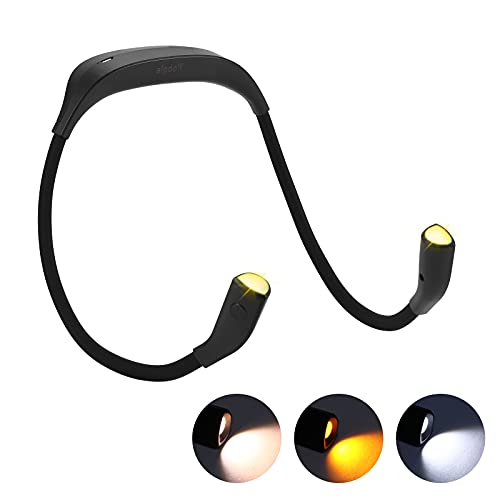 alpdolf LED Neck Reading Book Light,Led Book Light for Reading in Bed at Night, 3 Colors&Brightness, Bendable Arms,USB Rechargeable, Long Lasting, Perfect for Reading, Knitting, Camping, Repairing