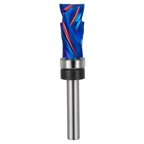 SpeTool Coated 1/4 Flush Trim Router Bit with Top Bearing, 1/2" Dia Flush Cut Router Bit for Woodworking Trimming