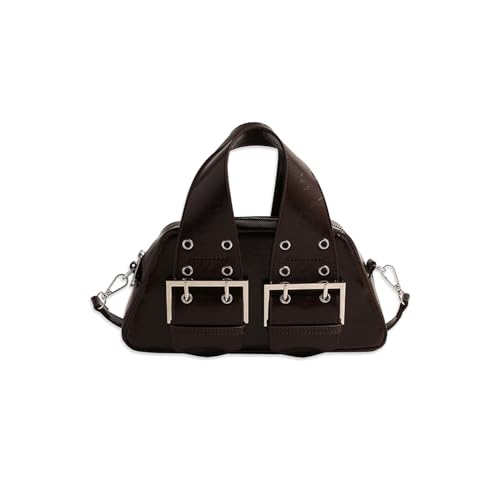 CORIOS Bolsa tiracolo feminina de couro PU bolsa de ombro feminina à prova d'água com alça superior bolsa mensageiro, Café, Large