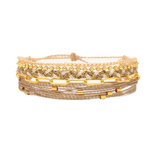 Pura Vida Bracelet Golden Glow Bracelet Stack, 4 Stackable Bracelets for Women